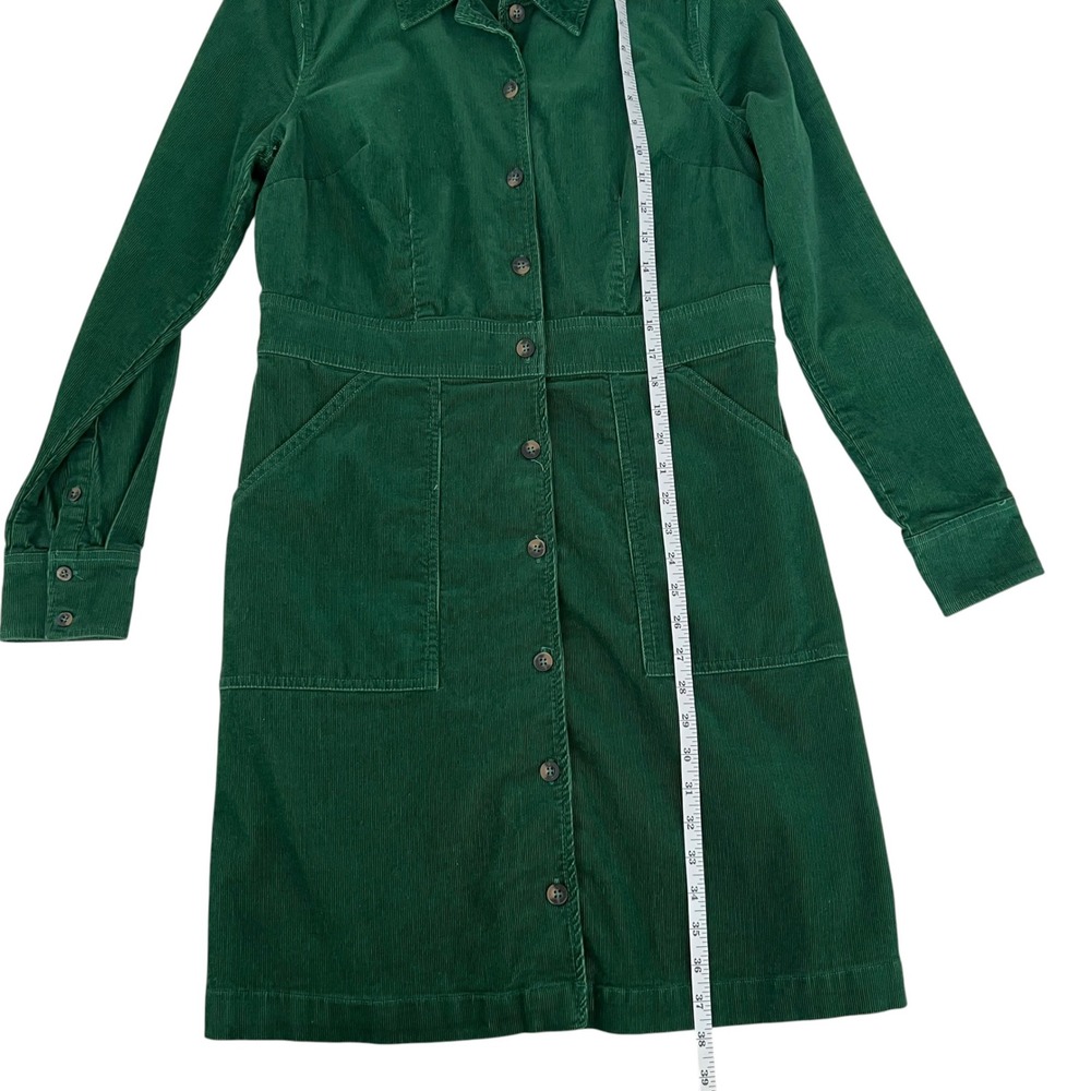 Boden Flora Dark Green Cord Button Long Sleeve Shirt Dress SZ 10R Fall Corduroy - Picture 12 of 13